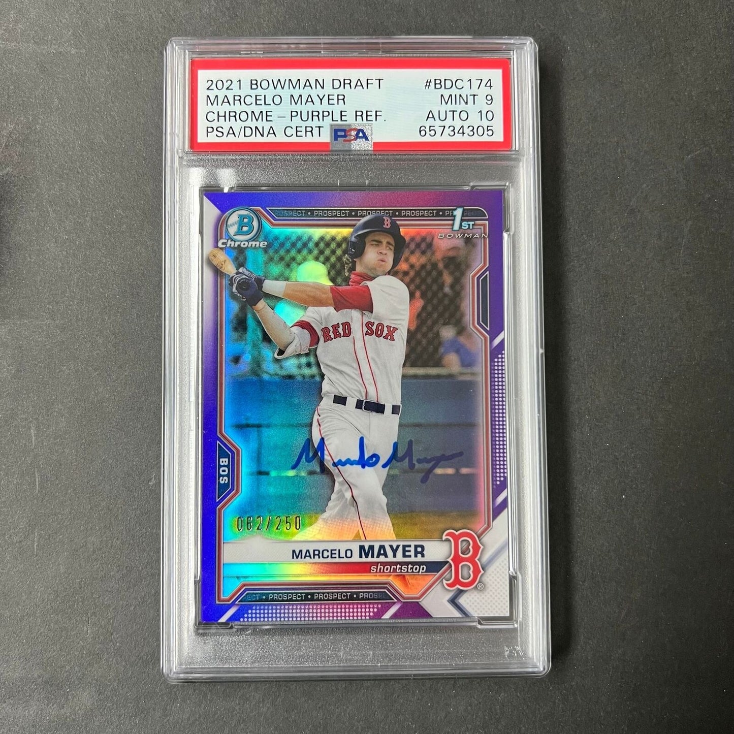 2021 Bowman Chrome 1st Purple #BDC-174 Marcelo Mayer Signed Card PSA 9 AUTO 10 R