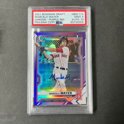 2021 Bowman Chrome 1st Purple #BDC-174 Marcelo Mayer Signed Card PSA 9 AUTO 10 R
