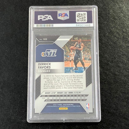 2016-17 Panini Prizm #103 Derrick Favors Signed Card AUTO PSA Slabbed Jazz