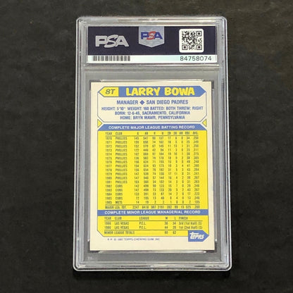 1987 Topps Traded #8T Larry Bowa Signed Card AUTO PSA Slabbed Padres