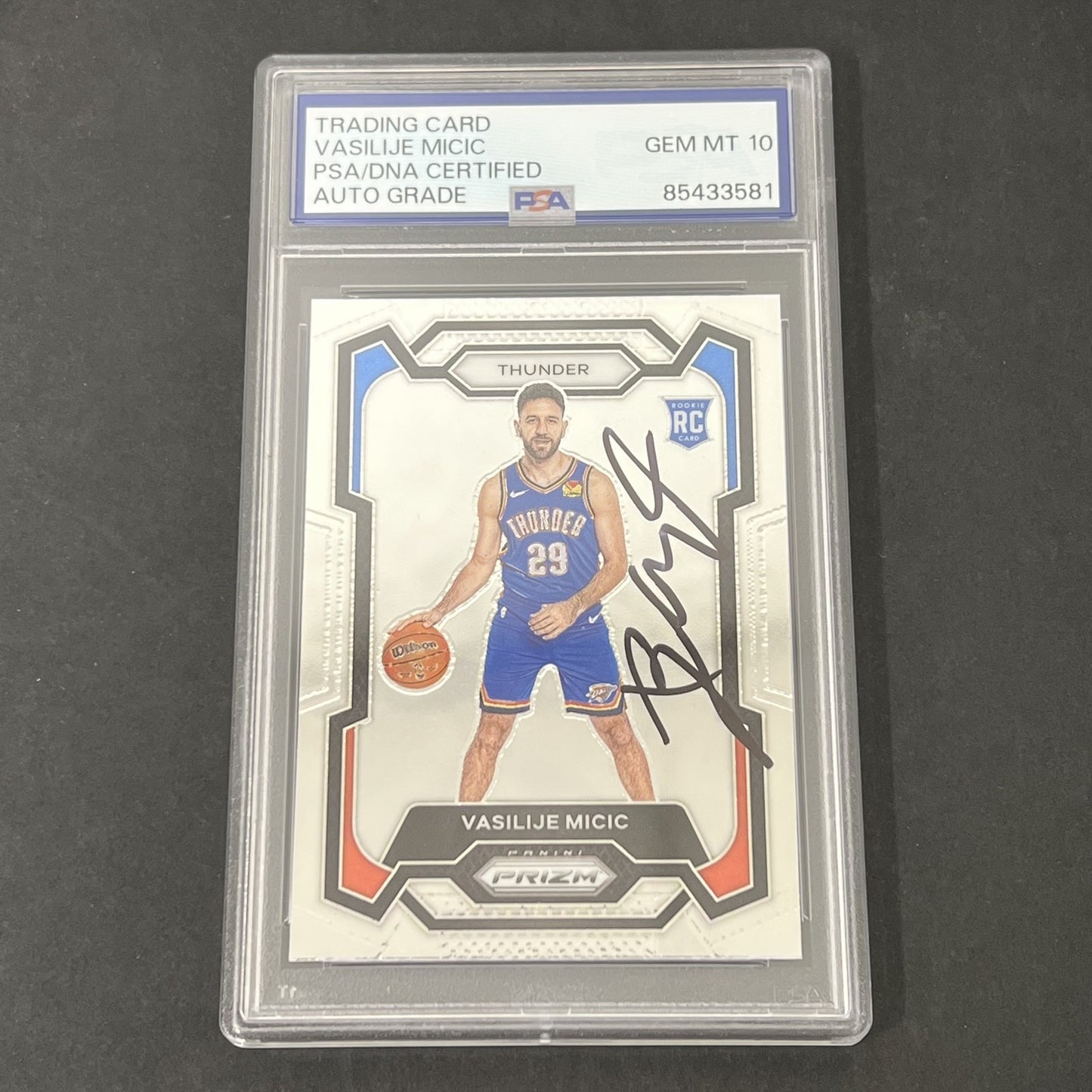 2023-24 Panini Silver Prizm #297 Vasilije Micic signed Rookie card PSA Auto 10