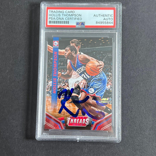 2014-15 Panini Threads #73 Hollis Thompson Signed Card AUTO PSA Slabbed 76ers