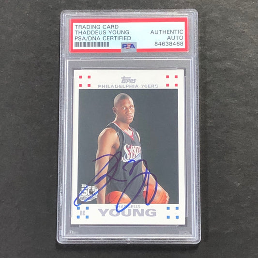 2007-08 Topps #12 Thaddeus Young Signed Card AUTO PSA Slabbed RC