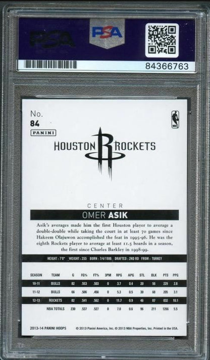 2013-14 NBA Hoops #84 Omer Asik Signed Card AUTO PSA Slabbed Rockets