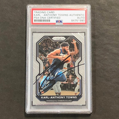 2020-21 Panini Prizm #167 Karl-Anthony Towns Signed Card AUTO PSA Slabbed Timber