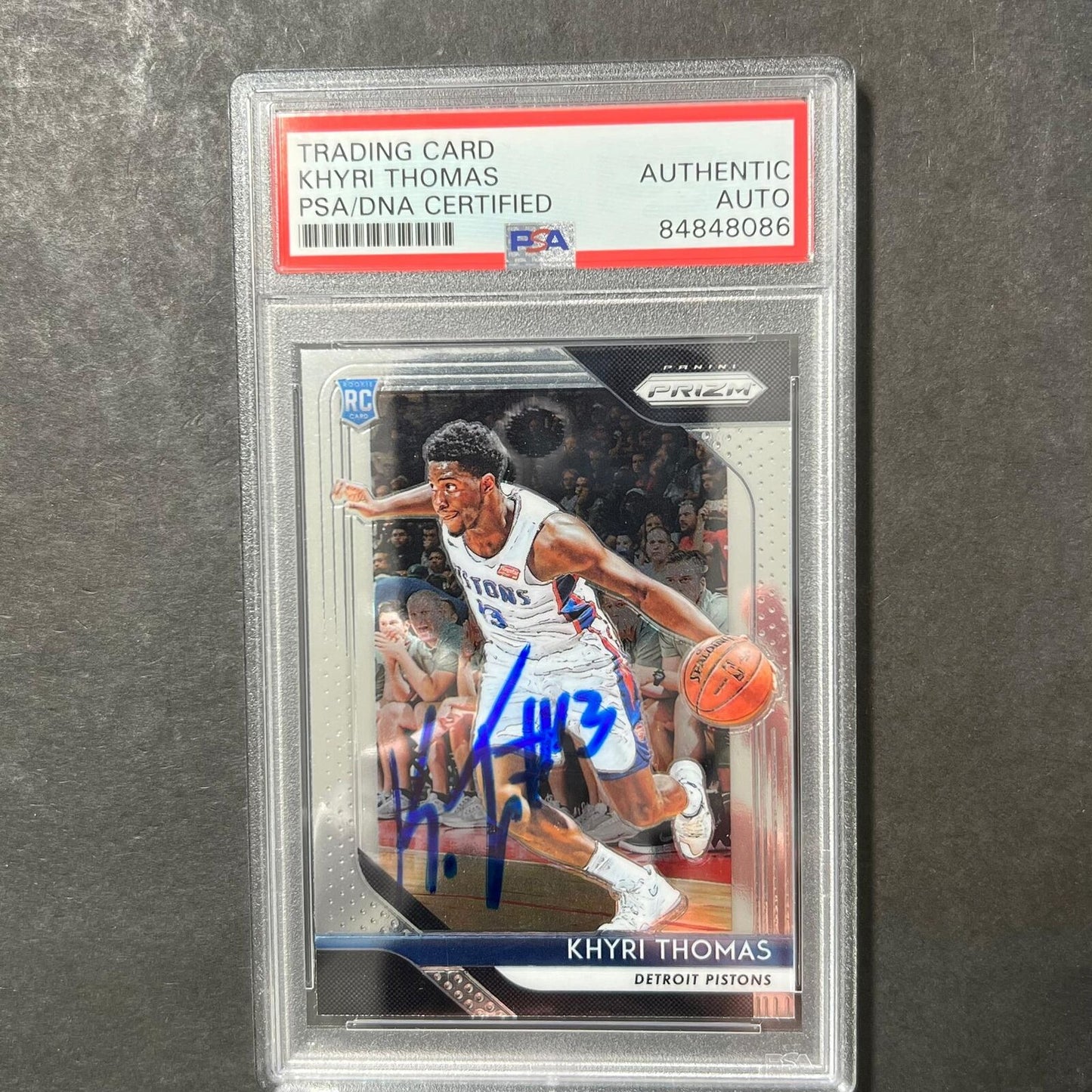 2018-19 Panini Prizm #122 Khyri Thomas Signed Card AUTO PSA Slabbed RC Pistons