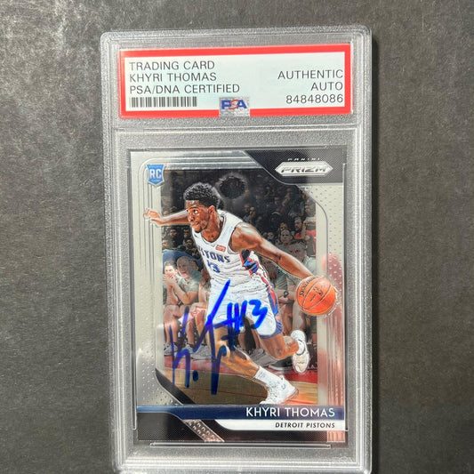2018-19 Panini Prizm #122 Khyri Thomas Signed Card AUTO PSA Slabbed RC Pistons
