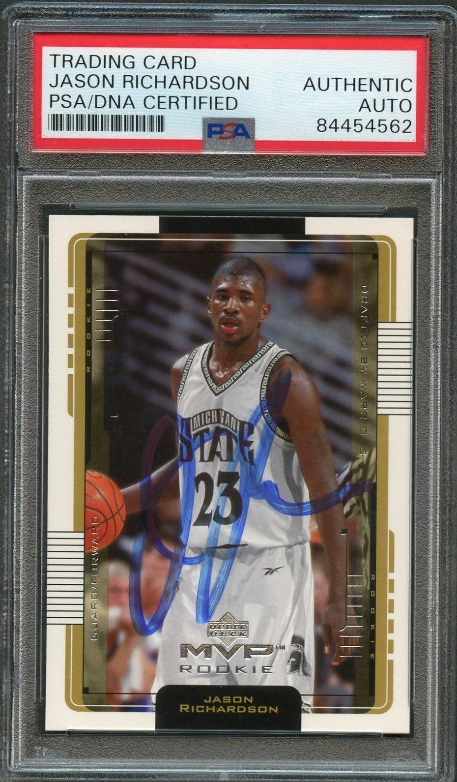 2001-02 Upper Deck MVP #209 Jason Richardson Signed Card AUTO PSA Slabbed RC Mic
