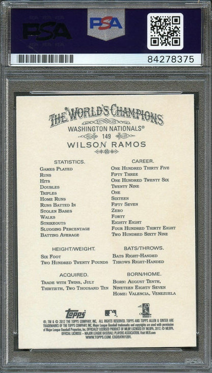 2012 Topps Allen & Ginter #149 Wilson Ramos Signed Card PSA Slabbed Auto Nationa