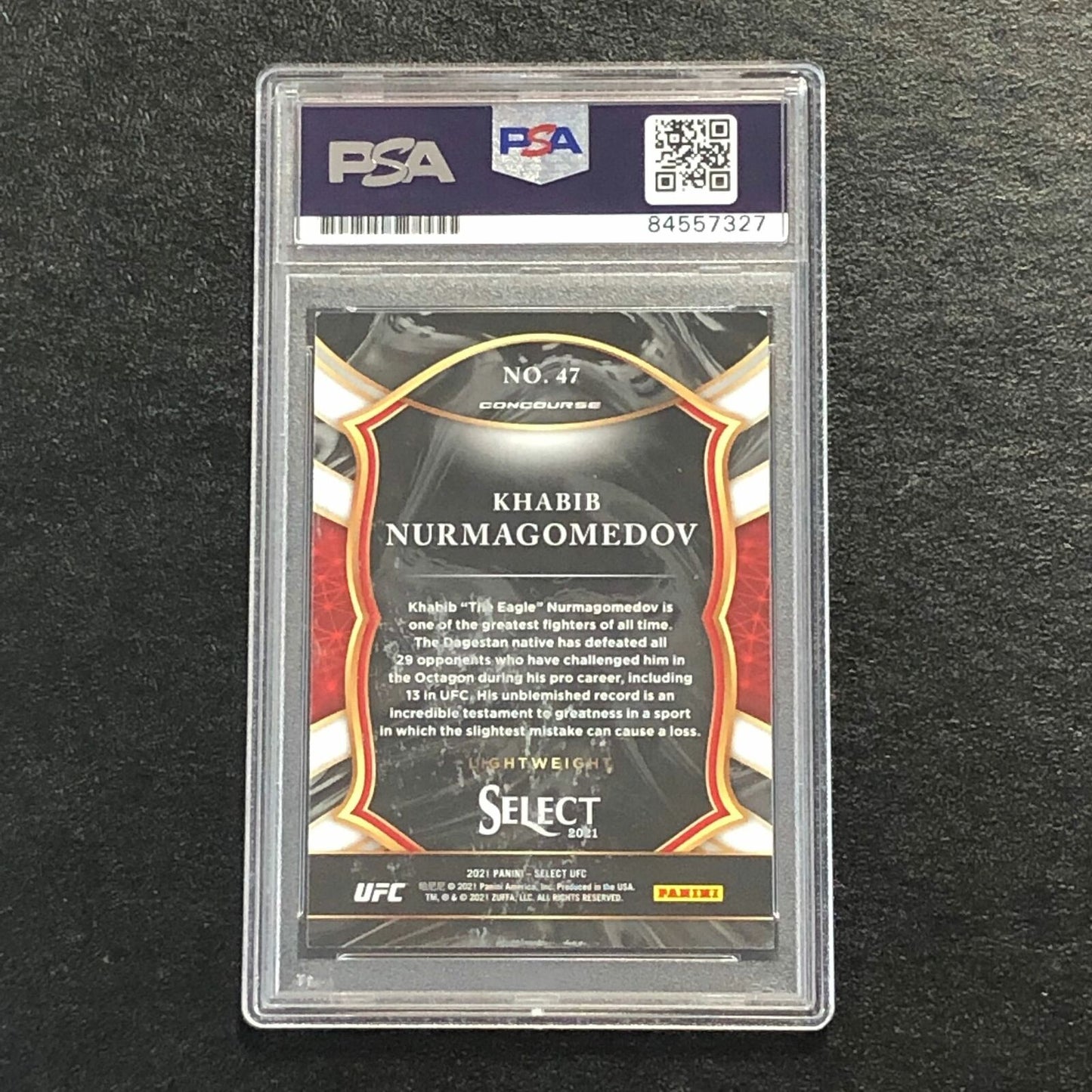 2021 Panini Select #47 Khabib Nurmagomedov Signed Card AUTO PSA Slabbed