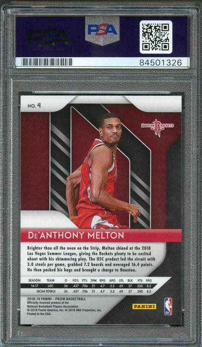 2018-19 Panini Prizm #4 De'Anthony Melton Signed Card AUTO PSA Slabbed RC Rocket