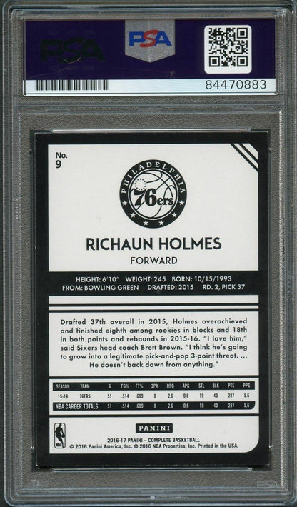 2016-17 Panini Complete #9 Richaun Holmes Signed Card AUTO 10 PSA Slabbed