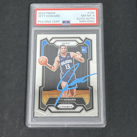 2023 Panini Prizm #132 Jett Howard signed card PSA 8 Auto A
