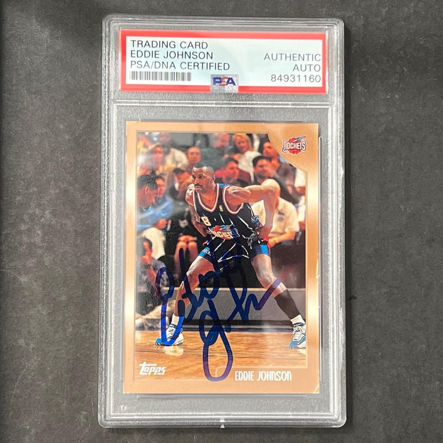 1998-99 Topps #36 Eddie Johnson Signed Card AUTO PSA/DNA Slabbed Rockets