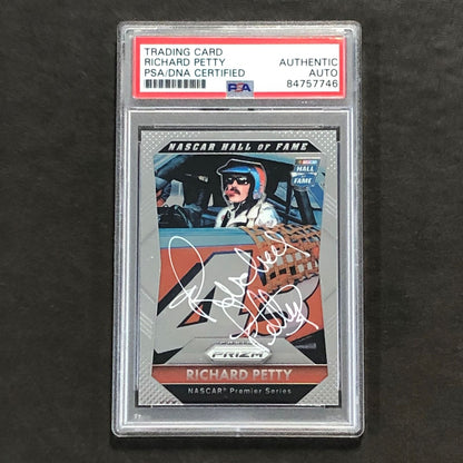 2016 Panini Prizm NASCAR Hall of Fame #92 Richard Petty Signed Card AUTO PSA Sla