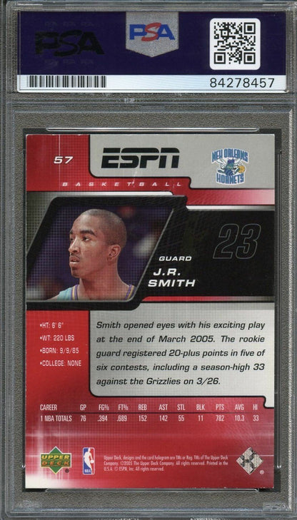 2005 Upper Deck #57 J.R. Smith Signed Rookie Card AUTO PSA Slabbed Hornets