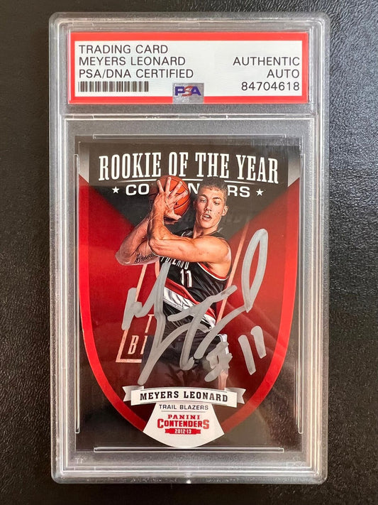 2012-13 Panini #11 Meyers Leonard Signed Card AUTO PSA Slabbed Trail Blazers