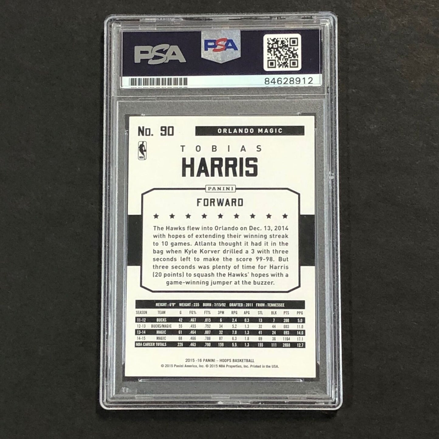 2015-16 NBA Hoops #90 Tobias Harris Signed Card AUTO 10 PSA Slabbed Magic