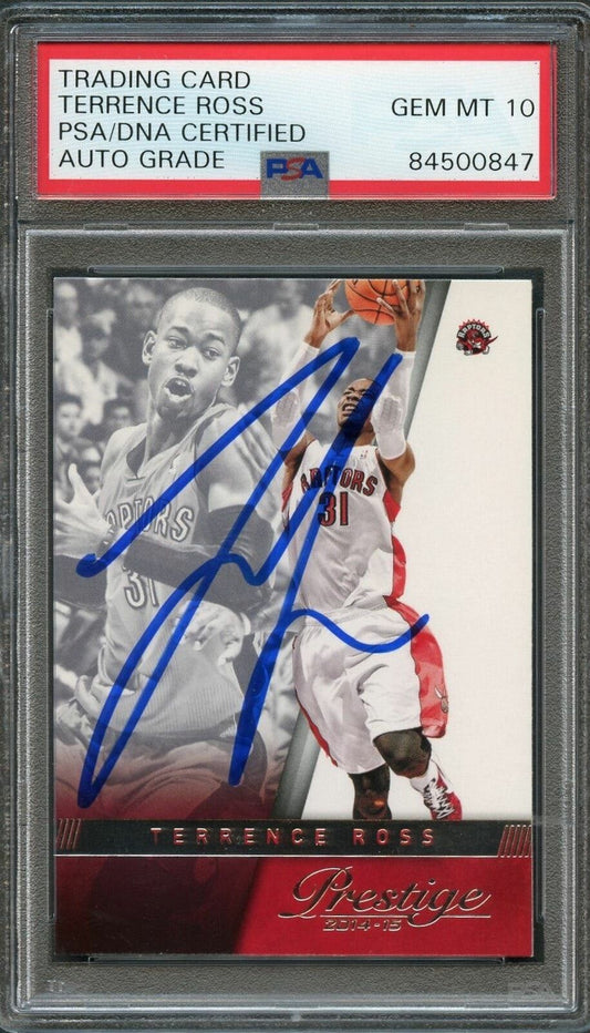 2014-15 Panini Prestige #141 Terrence Ross Signed Card AUTO 10 PSA Slabbed Rapto