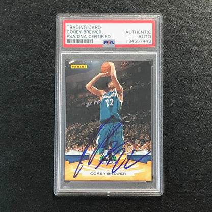 2009-10 Panini Basketball #212 Corey Brewer Signed Card AUTO PSA Slabbed Timberw