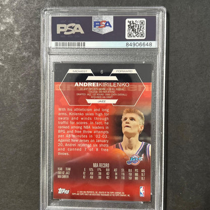 2002-03 Topps Finest #6 Andrei Kirilenko Signed Card AUTO PSA Slabbed Jazz