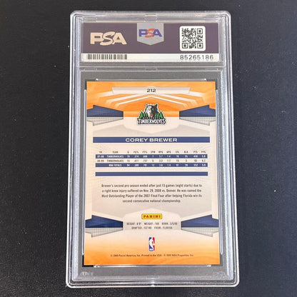 2009-10 Panini Basketball #212 Corey Brewer Signed Card AUTO PSA Slabbed Timberw