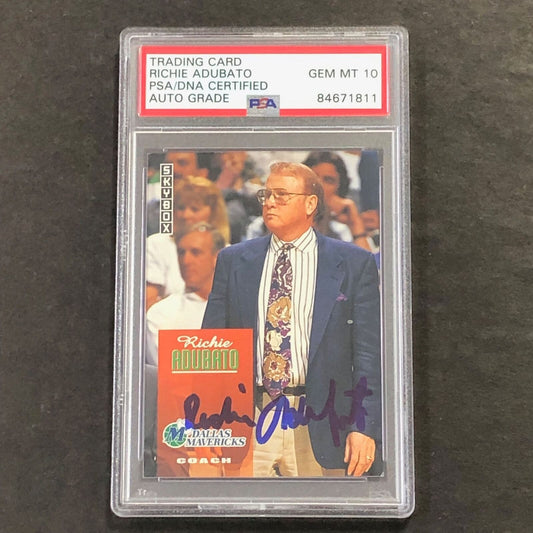 1992 Skybox #260 Richie Adubato Signed Card AUTO Grade 10 PSA Slabbed Mavericks