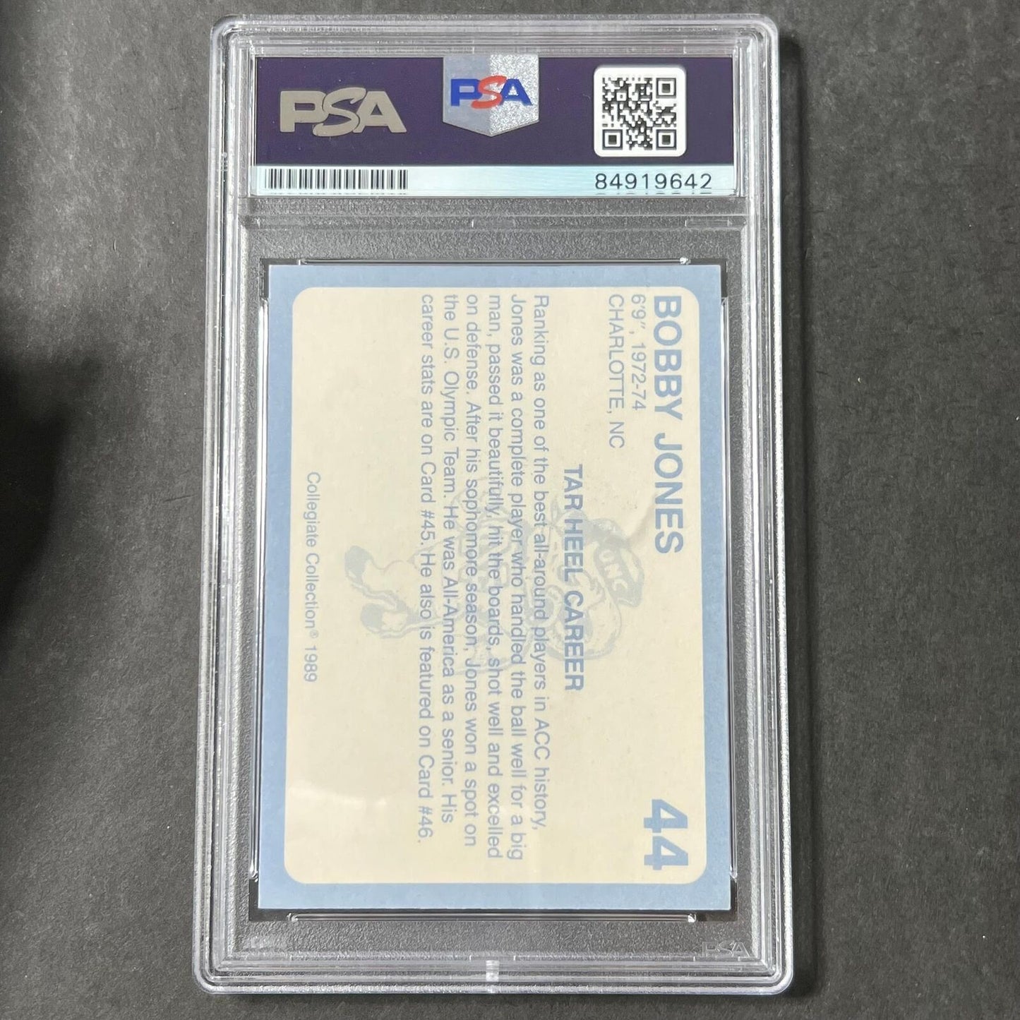 1989-90 Collegiate Collection #44 Bobby Jones Signed Card AUTO PSA Slabbed North