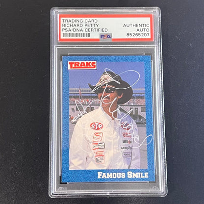 1991 Traks Race #27 Richard Petty Signed Card AUTO PSA Slabbed Nascar