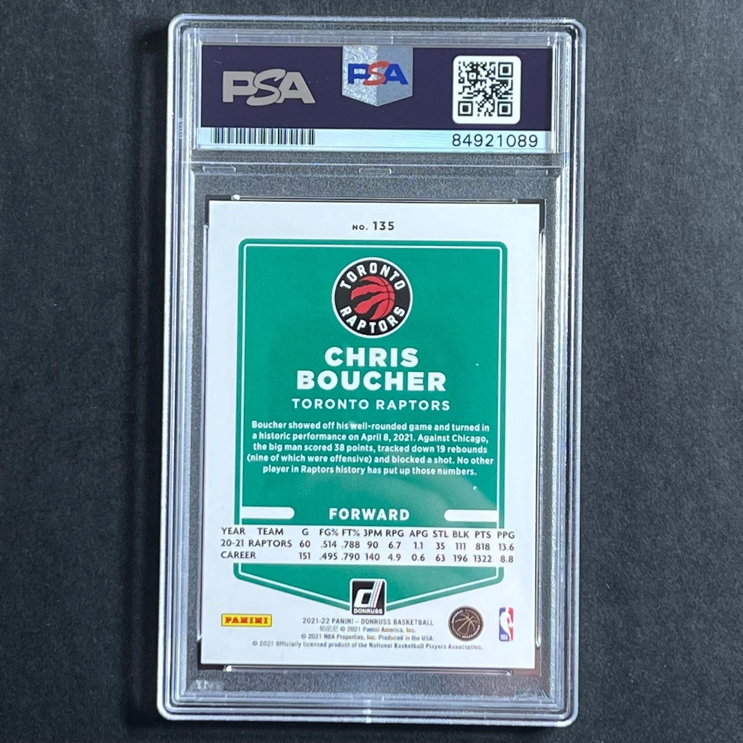 2021-22 Panini Donruss #135 Chris Boucher Signed Card AUTO PSA Slabbed Raptors