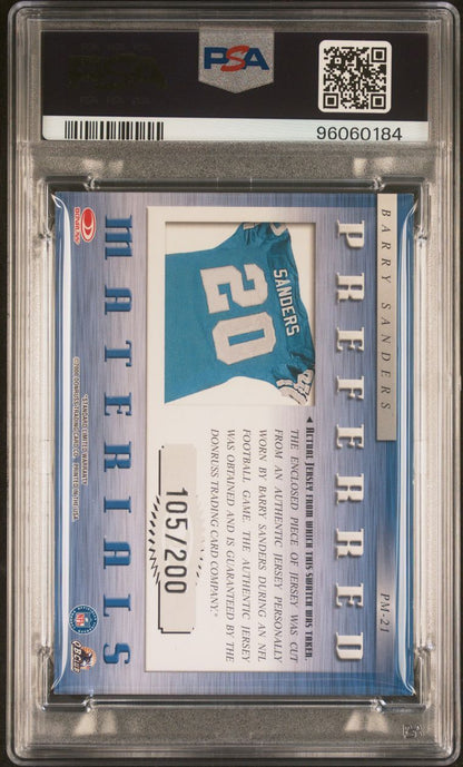 2000 Donruss Preferred Materials-Jersey #PM-21 105/200  Barry Sanders Signed PSA