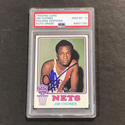 1973 Topps #259 Jim Chones Signed Card AUTO 10 PSA Slabbed Nets