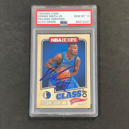 2017 NBA Hoops Class Of 2017 #9 Dennis Smith Jr. Signed Card AUTO 10 PSA Slabbed