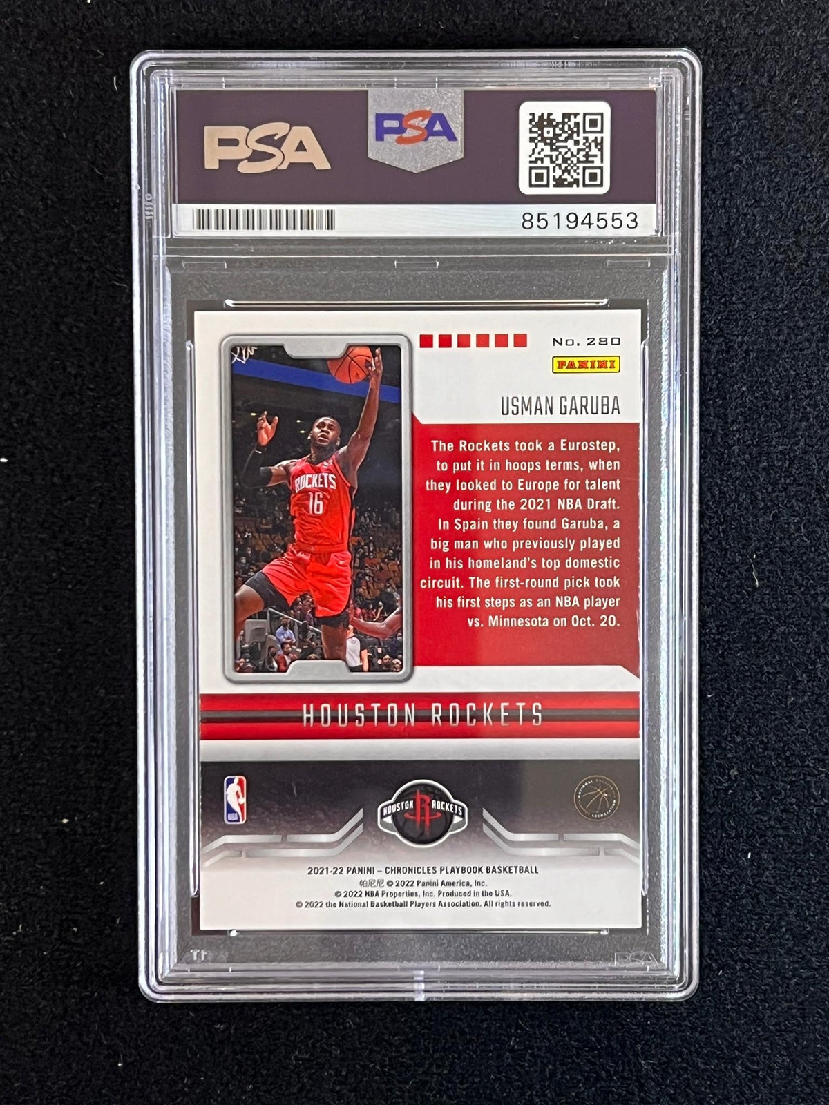 2021-22 Panini Chronicles Playbook #280 Usman Garuba Signed Card AUTO 10 PSA/DNA