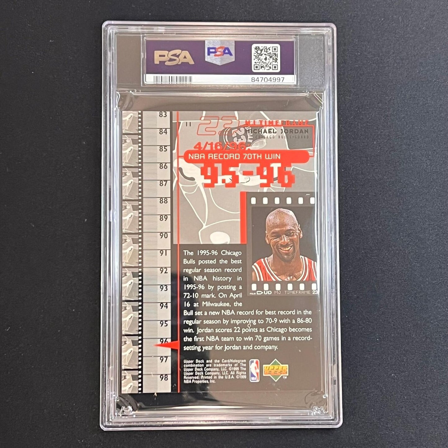 1999 Upper Deck MJ Retires Jumbo-95/96 Timeframe #11 Michael Jordan PSA EX MT 6.