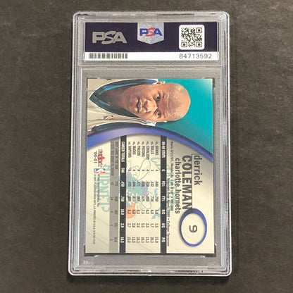 2000-2001 Fleer #9 Derrick Coleman Signed Card AUTO PSA Slabbed Hornets