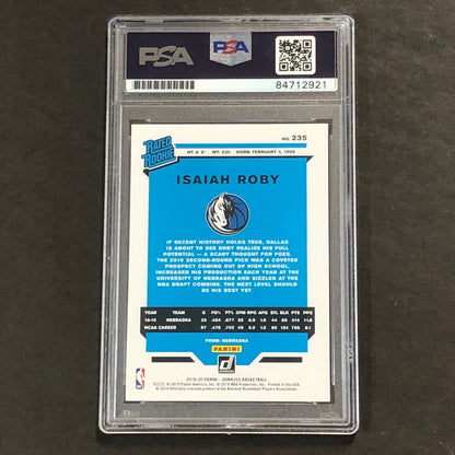 2019-20 Panini Donruss Rated Rookie #235 Isaiah Roby Signed Card AUTO PSA Slabbe