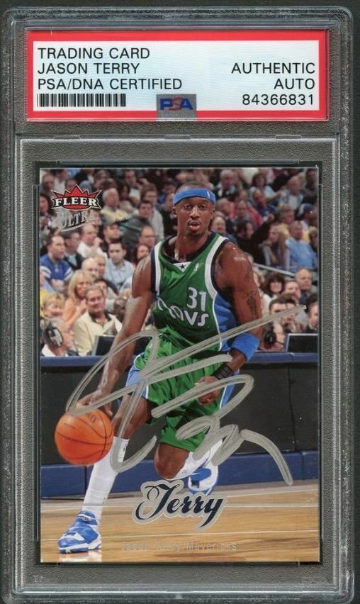 2007-08 Fleer Ultra #36 Jason Terry Signed Card AUTO PSA Slabbed Mavericks