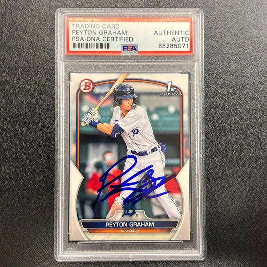 2023 Topps 1st Bowman #BP-57 Peyton Graham Signed Card PSA/DNA Slabbed AUTO Tige