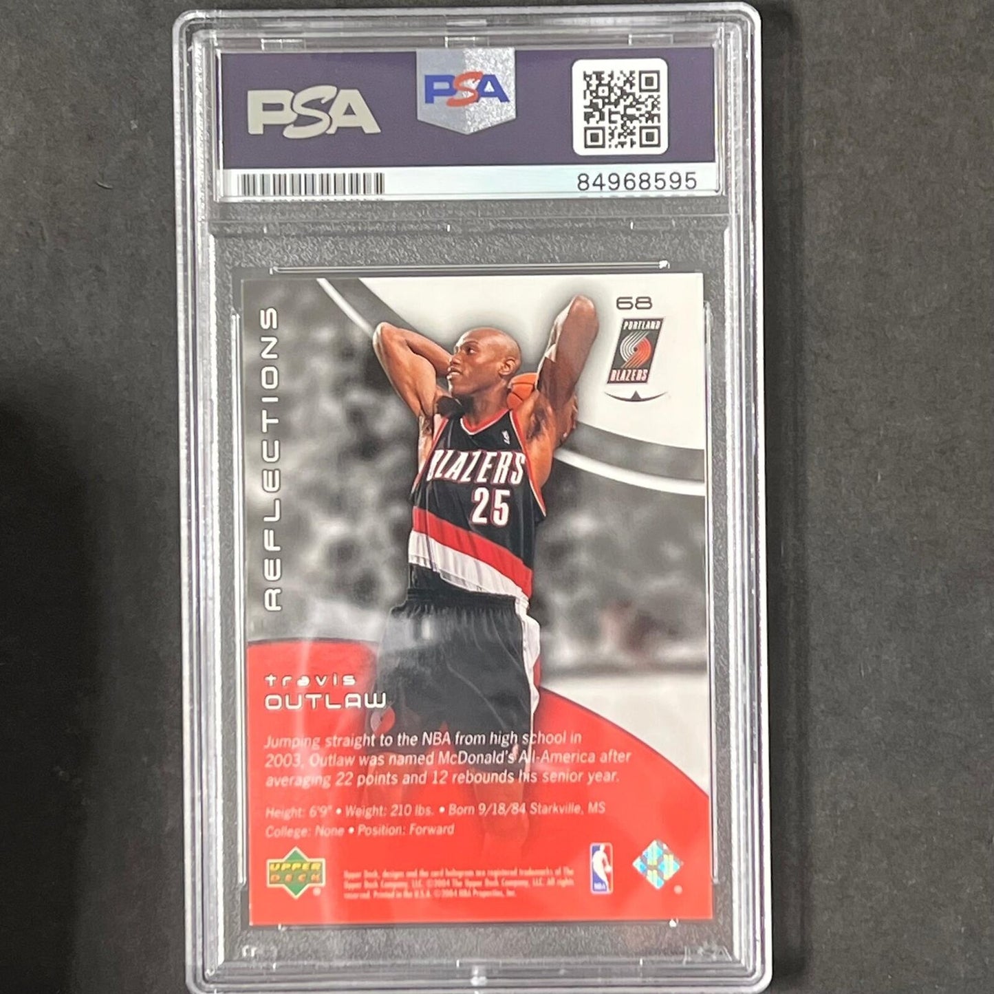 2004 Upper Deck Reflections #68 Travis Outlaw Signed Card AUTO PSA Slabbed Blaze
