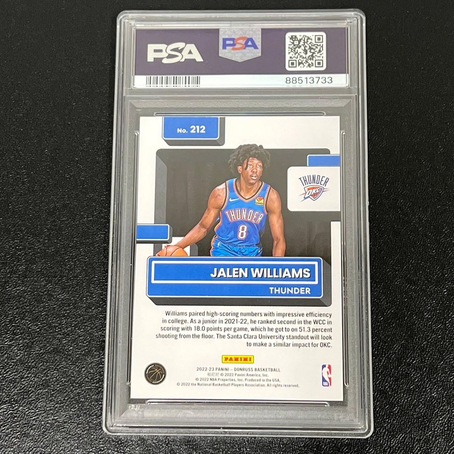 2022-2023 Panini Donruss Basketball #212 Jalen Williams Signed Card PSA AUTO Sla