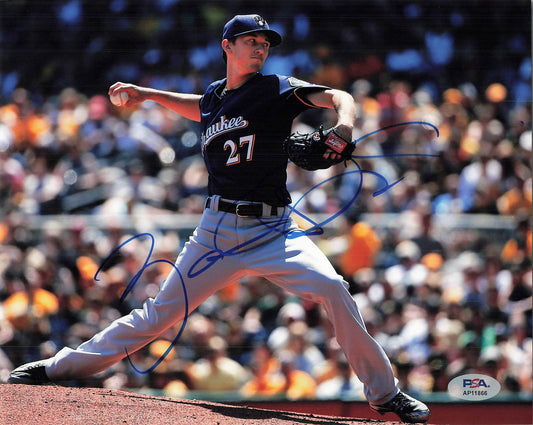 Zach Davies Signed 8x10 Photo PSA Milwaukee Brewers