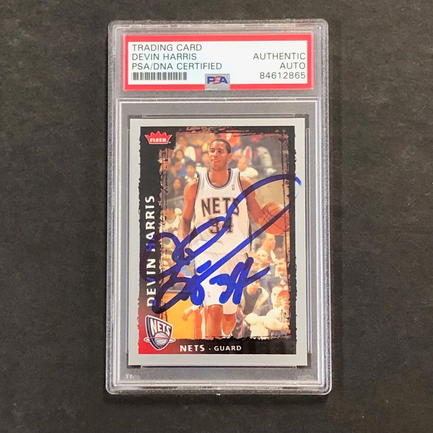 2008-09 Fleer Basketball #65 Devin Harris Signed Card AUTO PSA Slabbed Nets