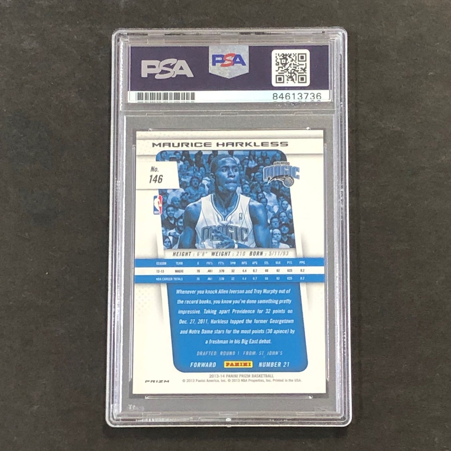 2013-14 Panini Prizm Silver #146 Maurice Moe Harkless Signed Card AUTO PSA Slabb