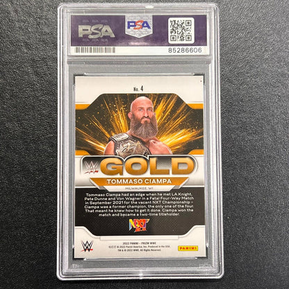 2022 Panini Prizm Gold #4 Tommaso Ciampa Signed Card PSA AUTO Slabbed WWE