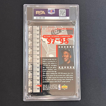 1999 Upper Deck MJ Retires Jumbo-97/98 Timeframe #13 Michael Jordan PSA NM 7 Bul