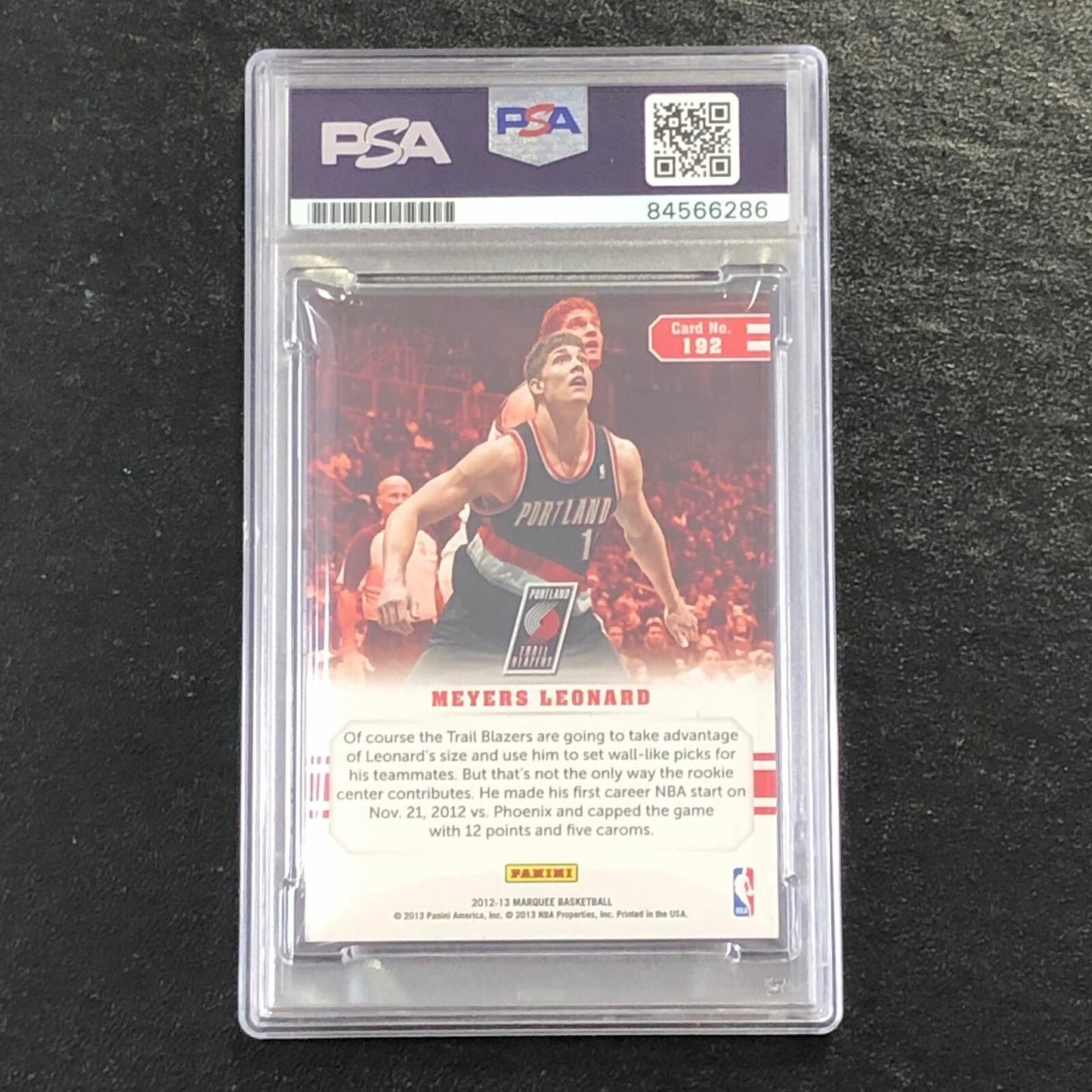 2012-13 Panini Marquee #192 Meyers Leonard Signed Card AUTO 10 PSA Slabbed RC Po