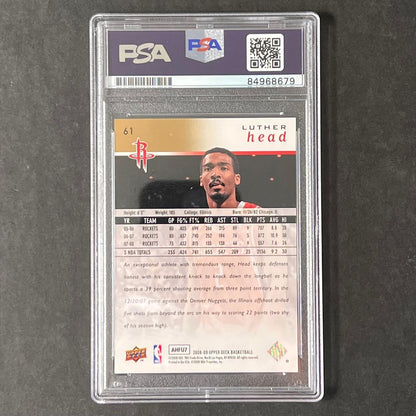 2008-09 UpperDeck #61 Luther Head Signed Card AUTO PSA Slabbed Rockets