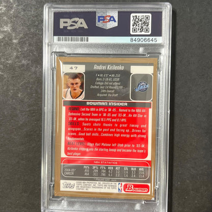 2005 Bowman Draft #47 Andrei Kirilenko Signed Card AUTO PSA Slabbed Jazz