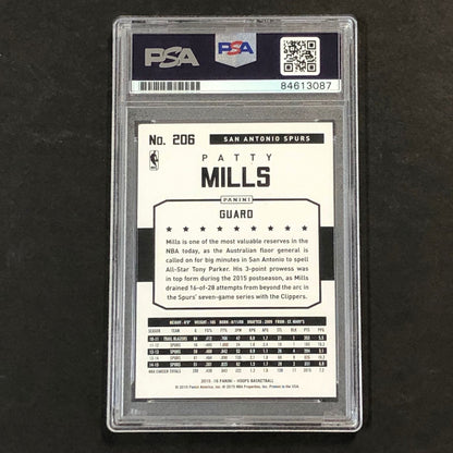 2015-16 NBA Hoops #206 Patty Mills Signed Card AUTO PSA Slabbed Spurs